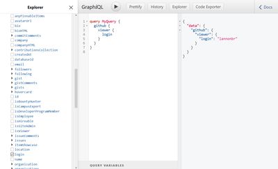 GitHub GraphQL query in GraphiQL