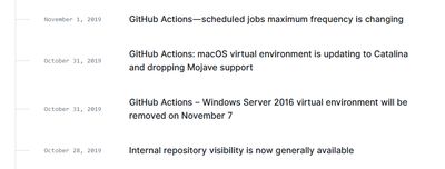 screenshot of github.blog/changelog